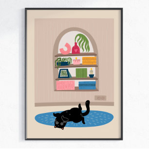 Schwarze Katze Cozy Home Wandkunst Süße Katze Mode Poster