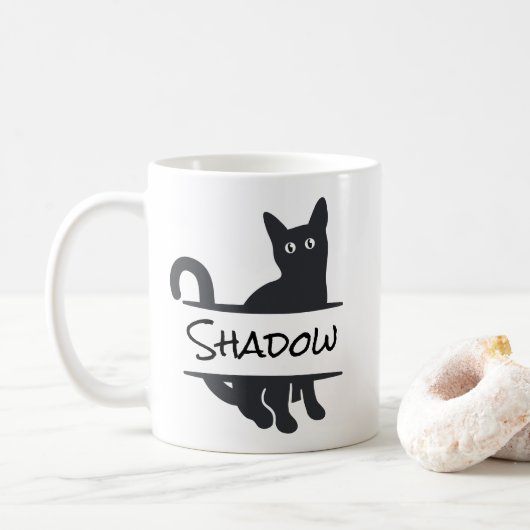 Schwarze Katze Custom Kaffeetasse (Mit Donut)