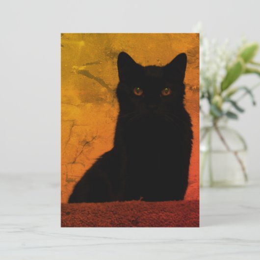 Schwarze Katze Dankeskarte (Stehend Vorderseite)