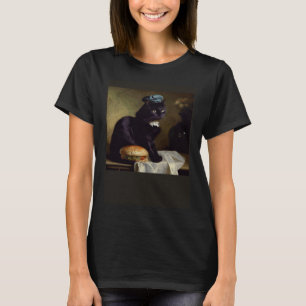 Schwarze Katze denkt Hamburger T-Shirt