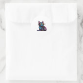 Schwarze Katze der Sterne Runder Aufkleber (Tasche)