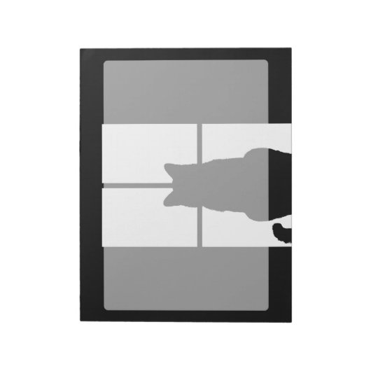 Schwarze Katze des Fensters Klicken Sie, um eine F Notizblock (Rotiert)