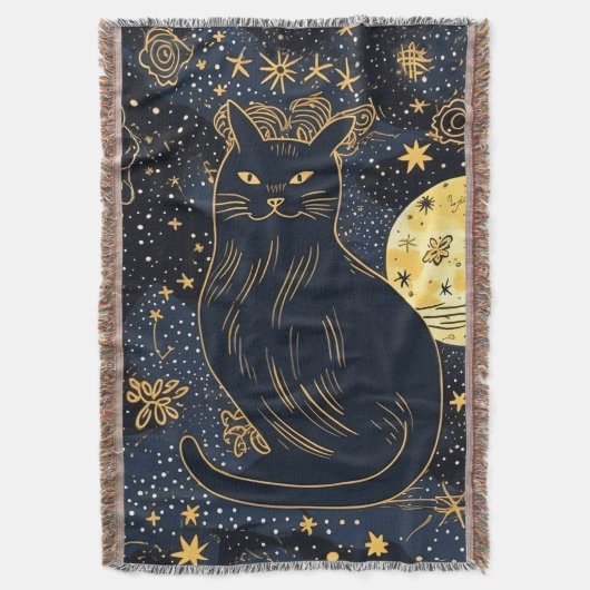 Schwarze Katze des Sternenhimmel-Krötenblankets Decke (Vorderseite Vertikal)