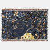 Schwarze Katze des Sternenhimmel-Krötenblankets Decke (Vorderseite)