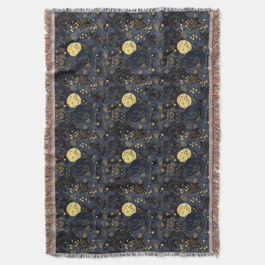 Schwarze Katze des Sternenhimmel-Musters Decke (Vorderseite Vertikal)