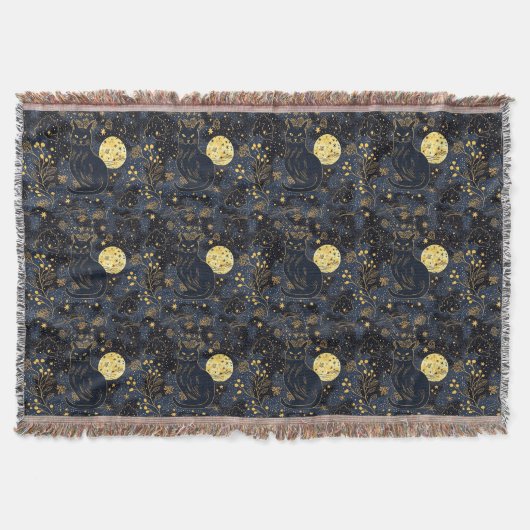 Schwarze Katze des Sternenhimmel-Musters Decke (Vorderseite)