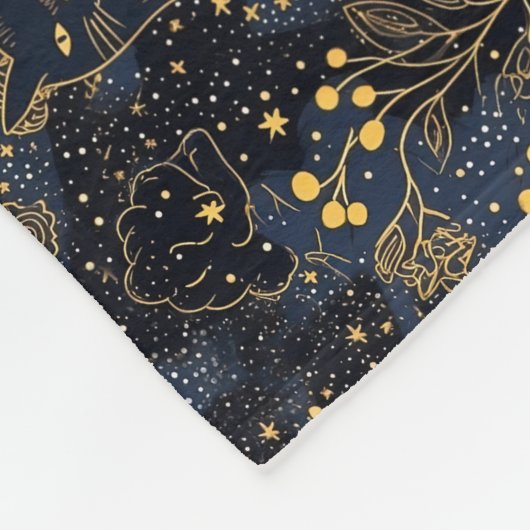 Schwarze Katze des Sternenhimmel-Musters Fleecedecke (Ecke)