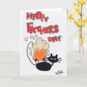 Schwarze Katze des Vatertags Karte (Gelbe Blume)