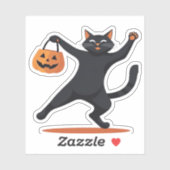 Schwarze Katze, die am Halloween-Bash heranreift u Aufkleber (Blatt)