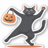 Schwarze Katze, die am Halloween-Bash heranreift u Aufkleber (Vorderseite)
