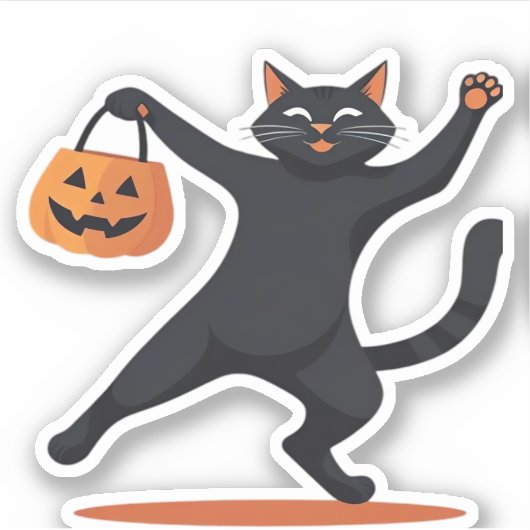 Schwarze Katze, die am Halloween-Bash heranreift u Aufkleber (Vorderseite)
