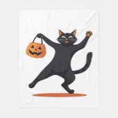 Schwarze Katze, die am Halloween-Bash heranreift u Fleecedecke (Vorderseite)