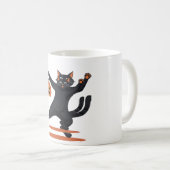 Schwarze Katze, die am Halloween-Bash heranreift u Kaffeetasse (VorderseiteRechts)