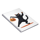Schwarze Katze, die am Halloween-Bash heranreift u Notizblock (Rechte Seite)