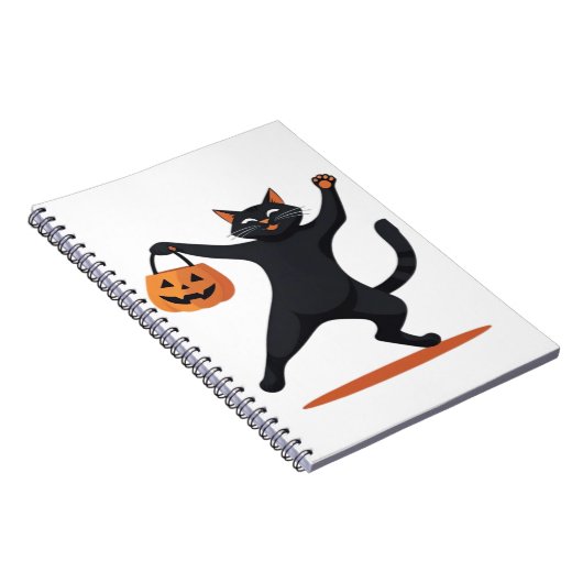Schwarze Katze, die am Halloween-Bash heranreift u Notizblock (Rechte Seite)