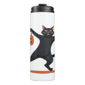 Schwarze Katze, die am Halloween-Bash heranreift u Thermosbecher (Vorderseite)