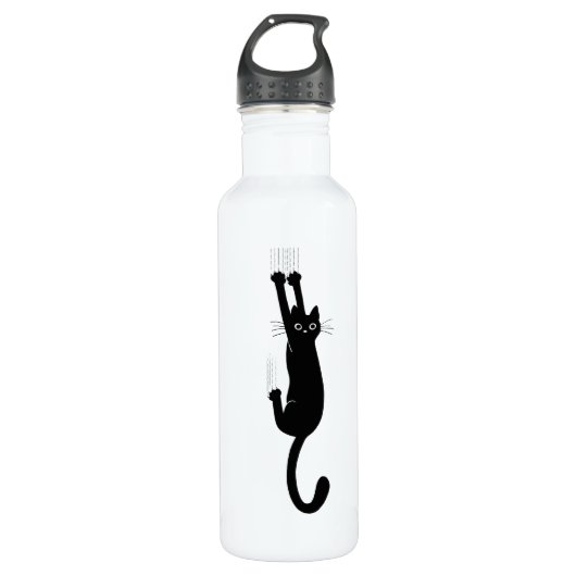 Schwarze Katze, die an | lustigem Tierliebhaber Trinkflasche (Vorderseite)