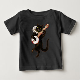 Schwarze Katze, die Banjo spielt Baby T-shirt