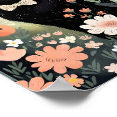 Schwarze Katze, die eine Krawatte trägt, sitzend Poster (Ecke)