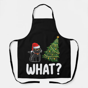 Schwarze Katze, die einen Weihnachtsbaum lustig sc Schürze