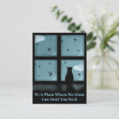 Schwarze Katze, die heraus Fenster Himmel Postkarte (Stehend Vorderseite)