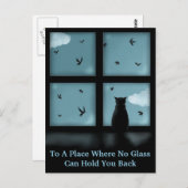 Schwarze Katze, die heraus Fenster Himmel Postkarte (Vorne/Hinten)