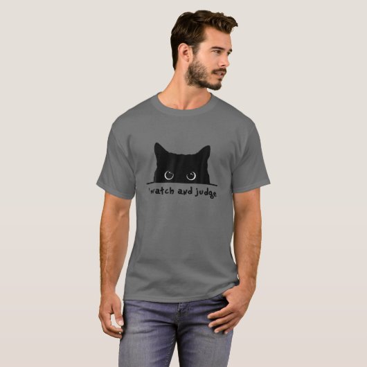 Schwarze Katze, die ich sehe, und Richter Funny Ch T-Shirt (Vorne ganz)