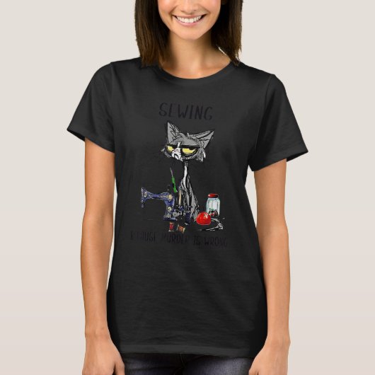Schwarze Katze, die ich sehe, weil Mord ist falsch T-Shirt (Vorderseite)
