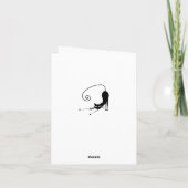 Schwarze Katze, die mit Schwarzweiss-Blumen Dankeskarte (Rückseite)