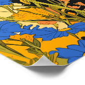 Schwarze Katze, die sich unter Blume versteckt Poster (Ecke)