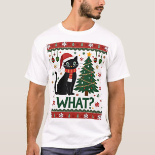 Schwarze Katze, die Weihnachtsbaum lustige Katze X T-Shirt
