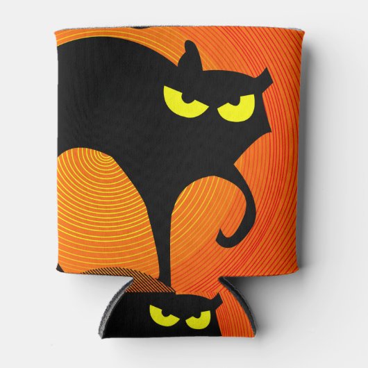 Schwarze Katze Dosenkühler (Vorderseite)