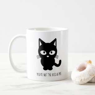 Schwarze Katze Du bist nicht der Chef von mir Kaffeetasse
