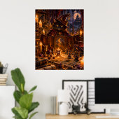 Schwarze Katze Dungeon Master Fantasy-Kunst Poster (Heimbüro)