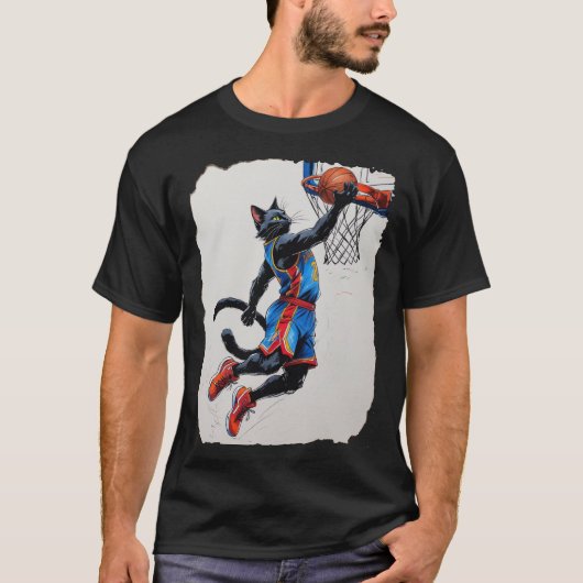 Schwarze Katze Dunk! T-Shirt (Vorderseite)
