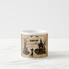 Schwarze Katze durch das Spuk Manor Espressotasse