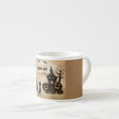 Schwarze Katze durch das Spuk Manor Espressotasse (Vorderseite Rechts)