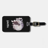 Schwarze Katze durch einen magischen Vollmond Gepäckanhänger (Vorderseite horizontal)