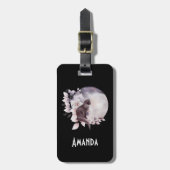 Schwarze Katze durch einen magischen Vollmond Gepäckanhänger (Vorderseite vertikal)