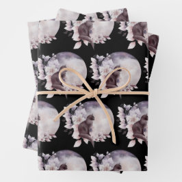Schwarze Katze durch einen magischen Vollmond Geschenkpapier Set