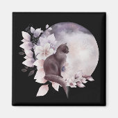 Schwarze Katze durch einen magischen Vollmond Magnet (Vorne)
