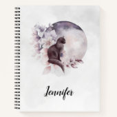 Schwarze Katze durch einen magischen Vollmond Notizblock (Vorderseite)