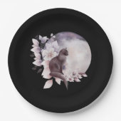 Schwarze Katze durch einen magischen Vollmond Pappteller (Vorderseite)