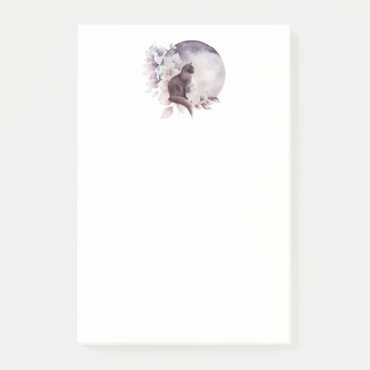 Schwarze Katze durch einen magischen Vollmond Post-it Klebezettel (Vorderseite)