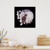 Schwarze Katze durch einen magischen Vollmond Poster (Küche)