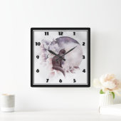 Schwarze Katze durch einen magischen Vollmond Quadratische Wanduhr (Zuhause)