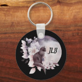 Schwarze Katze durch einen magischen Vollmond Schlüsselanhänger (Vorderseite)