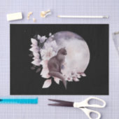 Schwarze Katze durch einen magischen Vollmond Seidenpapier (Handwerk)