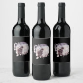 Schwarze Katze durch einen magischen Vollmond Weinetikett (Flaschen)