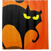 Schwarze Katze Duschvorhang (Vorderseite)